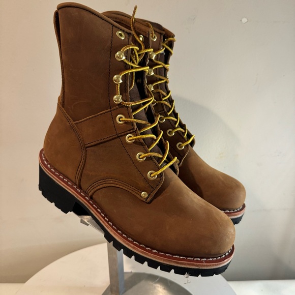 Tree Climbing/ Riding Brown logger Men’s Full Grain Leather Upper Boots - Picture 6 of 7